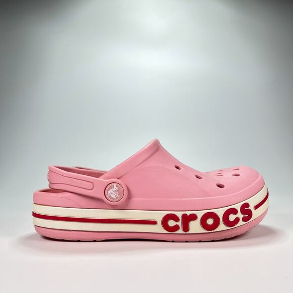 Crocs Bayaband Clog Pink Red Slip On Sandals Comfort Shoes Casual Youth Size 3 - Picture 1 of 9